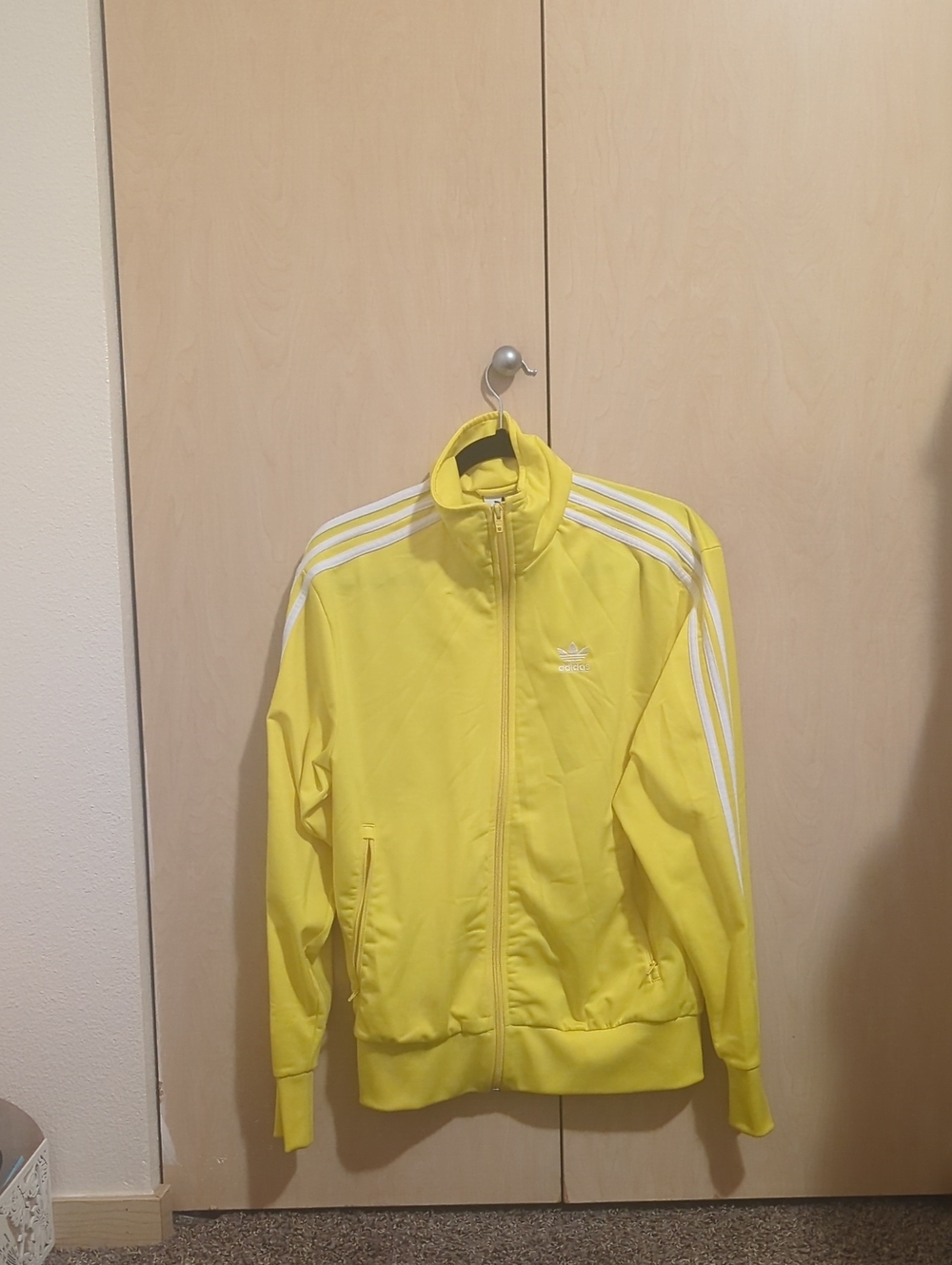 adidas Yellow Track Jacket with White Stripes